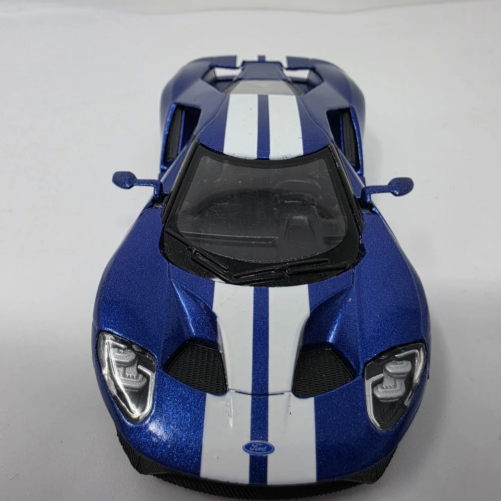 Kinsmart Ford GT Blue White Racing Stripes Race Car